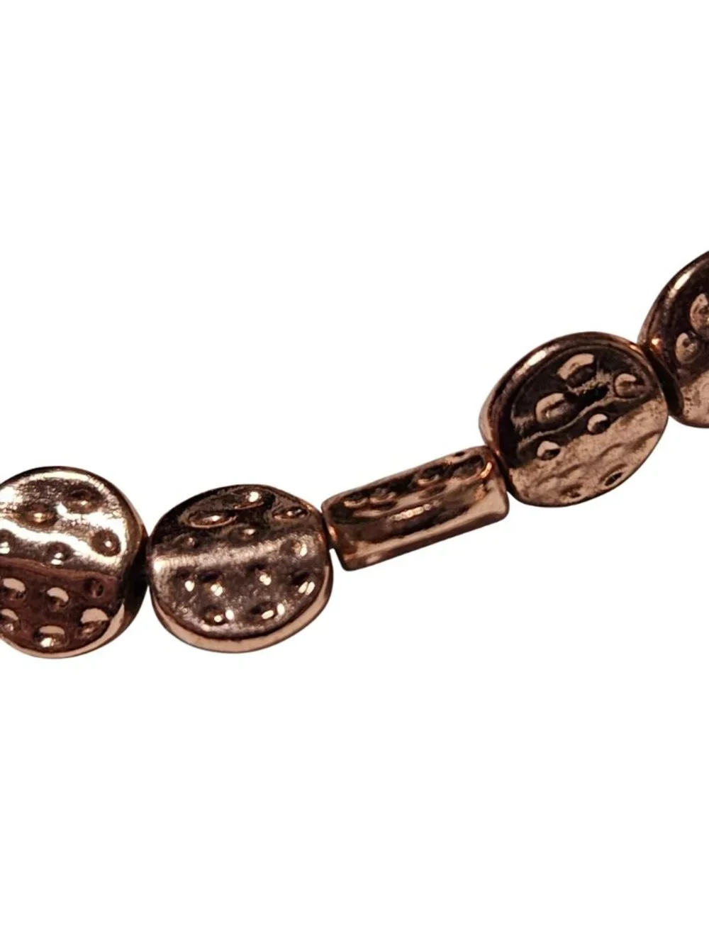 Copper Toned Bracelet Textured Round Beads  Stretch Boho Fashion Jewelry Women